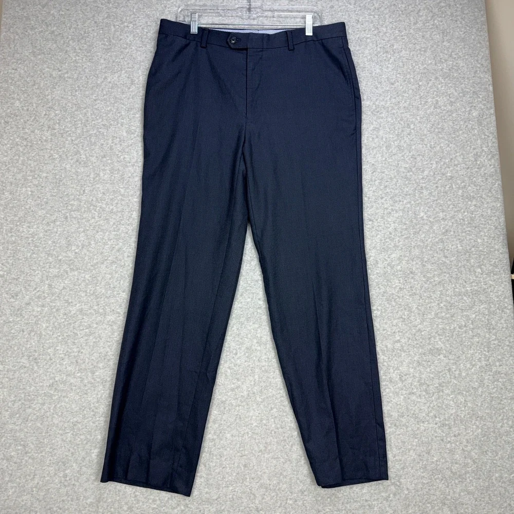 Tommy Hilfiger Dress Pants Mens 38x32 Navy Blue Flat Front Business Professional